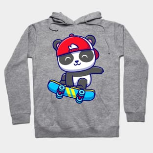 Cute Panda Playing Skateboard Cartoon Hoodie